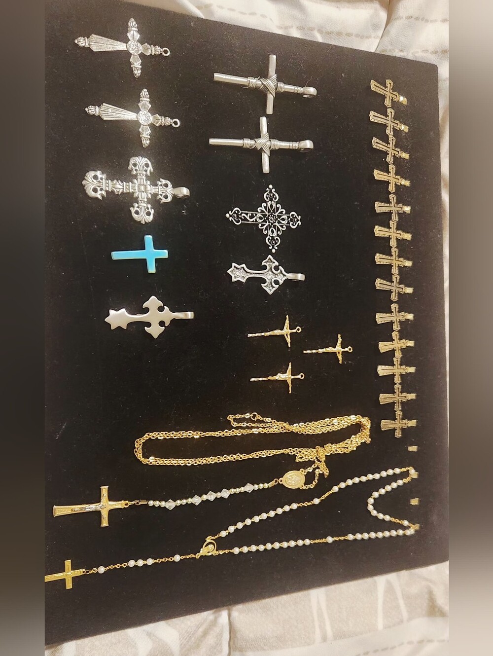Mixed Cross Pendant and Necklace Lot - Gold & Silver
